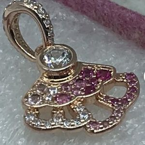 Pandora rose gold pink dangle fan charm.